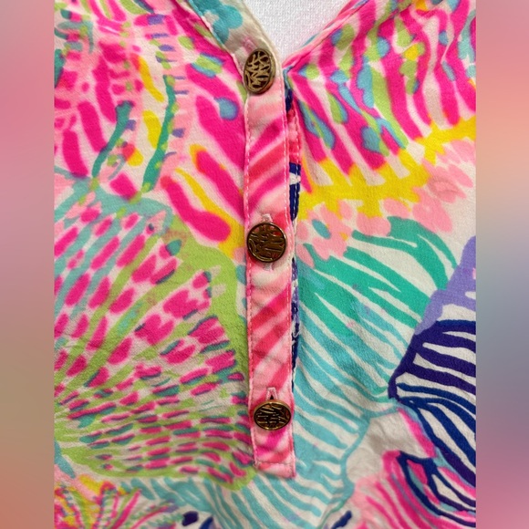 Lilly Pulitzer 100% Silk Tunic Top. Amelia Island Roar of the Seas. Size Medium - Picture 6 of 11